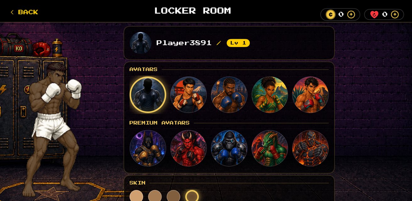 The Locker Room: the fighter on the floor star with avatars, premium avatars, and skin tones
